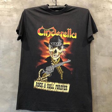 Cinderella美國重金屬搖滾樂隊vintage復古男女oversize短袖T恤潮