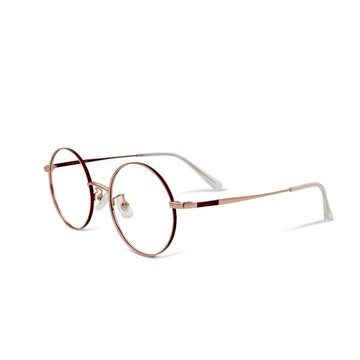 法格拉達爾的熾彩岩韻│熔岩流紅金輕量鈦緞面套圈北歐質感圓框UV400濾藍光眼鏡 冰幻藍銀