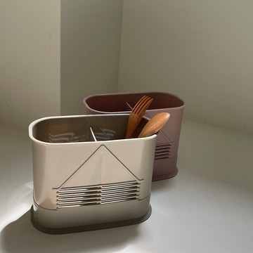 多件優惠-雙格多功能餐具收納籃 餐具籃 筷子籃 無印風 台灣製