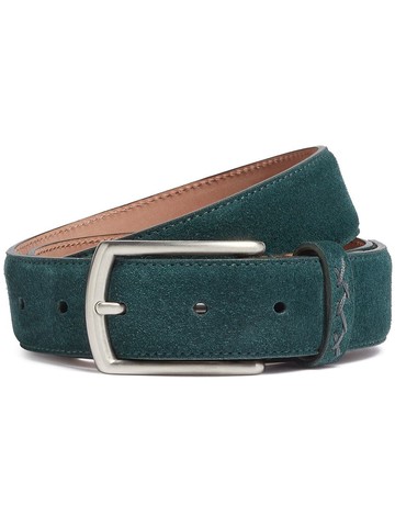 Zegna - tonal-stitch detail belt - men - Calf Suede - 95 - Green