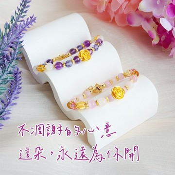 【金喜飛來】黃金手鍊玫瑰花水晶串(0.07錢±0.03)【快速出貨】