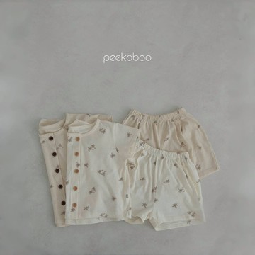 peekaboo 椰子樹亞麻棉兒童套裝｜男童套裝 居家服 寶寶套裝 嬰兒套裝 韓國童裝