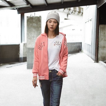 活動帽貼布繡休閒厚絨外套-B35045-12