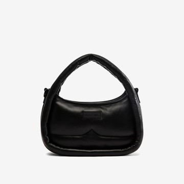 Framed皮革中型Hobo包-黑色