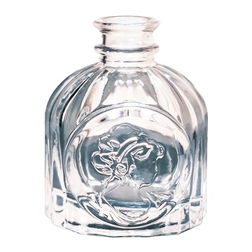 空氣選物 復古浮雕玻璃花瓶 小巧精緻 晶瑩剔透 居家裝飾  1個  透明  8.2 x 6.2 x 6.2cm