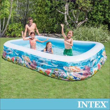 【INTEX】海底世界長方型特大游泳池/泳池/ 兒童泳池/充氣泳池/戲水池 305x183x56cm(58485)