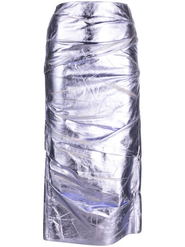 The Attico - distressed metallic-leather midi skirt - women - Lamb Skin/Viscose - 40 - Purple