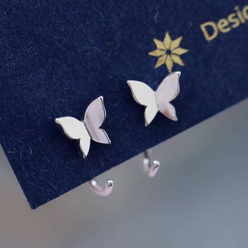 《現貨》香港正生純銀 蝴蝶🦋s925純銀耳環 耳勾式設計