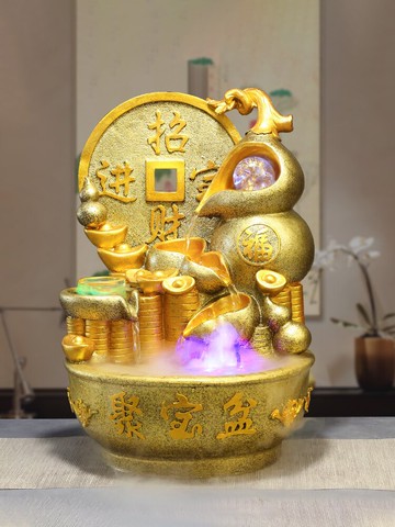 流水擺件葫蘆客廳店鋪新屋禮物家居玄關小型樹脂臥室家裝擺設桌面