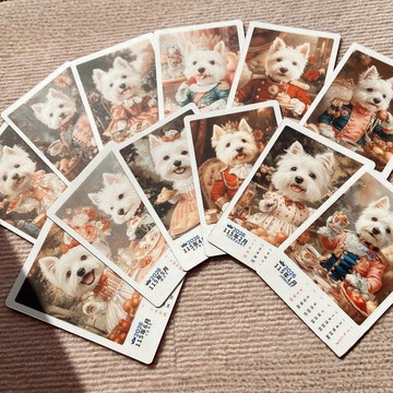 西高地白梗的12種表情 磁吸月曆小畫卡