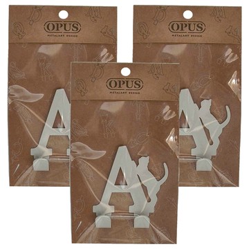 OPUS 東齊金工 歐式鐵藝貓咪字母掛勾 HO-ca10-A W 7.8 x 3 x 8.5cm 當貓咪遇上字母A 35g  優雅白  3個