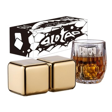 【GOFANA】Whiskey｜Glotao大顆不鏽鋼金色冰石組禮盒 / 不鏽鋼冰石x2 威士忌飲品最佳禮品