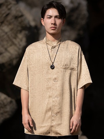 新中式復古 立領短袖襯衫