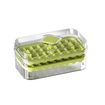 JDTECH 按壓式雙層帶蓋製冰盒 (附冰鏟) 大容量儲冰盒 食品級冰塊模具 方形冰格 夏日DIY冰塊盒