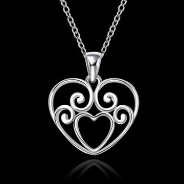 鍍銀項鍊 吊墜-高貴心形百搭情人節生日禮物女飾品73ch52【獨家進口】【米蘭精品】