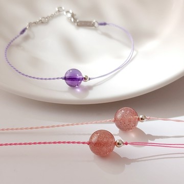 AchiCat．蠟繩手鍊．粉水晶．紫水晶｜霞光璀璨．客製刻字．HS24040