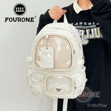 💛雙肩包💛FOUR ONE痛包初高中學生雙肩包女多巴胺二次元放吧唧透明痛層書包