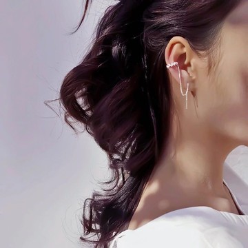 超仙顯臉瘦一款三戴耳釘網紅耳環女氣質韓國長款純銀耳線耳鏈耳墜1入