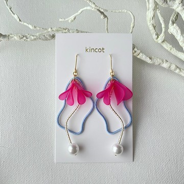 植物系 耳針・耳夾 【藍銀 × 紫紅】