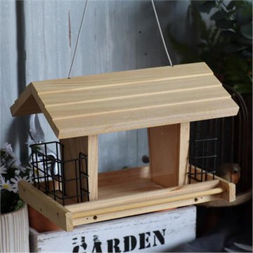 田園實木多功能餵鳥器花園庭院擺飾
