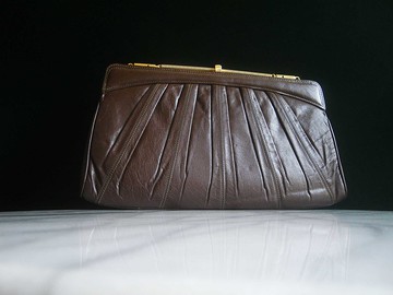 【老時光 OLD-TIME】早期二手老包GOLD WHEEL皮革肩背包手拿包