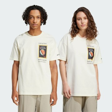 ADIDAS 愛迪達 阿迪達斯 國家地理聯名款 圓領 T恤 男女短袖上衣-米黃色 NG U AR F GFX T-JD5962
