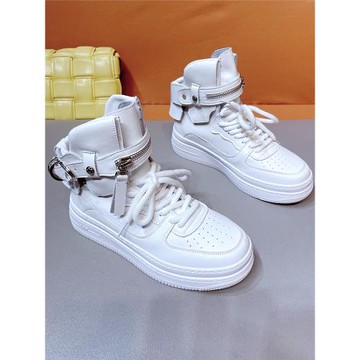 真皮高幫鞋女ins潮酷超火厚底小白鞋2025新款百搭運動爆款板鞋子