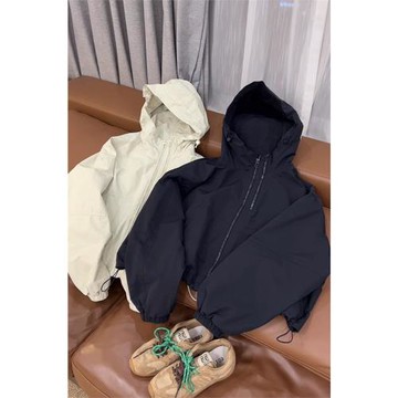 2025秋款穿搭女士外套上衣短款小個子雙拉鏈沖鋒衣洋氣夾克女裝