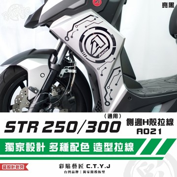 彩貼藝匠 STR 250／300（通用）側邊H殼 拉線A021（一對）3M反光貼紙 ORACAL螢光貼 拉線設計 裝飾