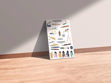 Laban文具圖鑑海報 日本水彩紙 鋼筆圖鑑