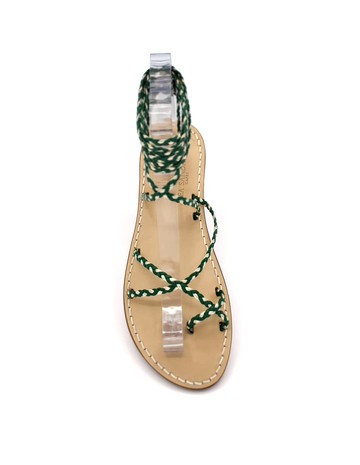 Dea Sandals Gold And Green Leather Gladiator Sandals