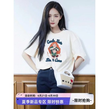 書卷一夢李一桐同款美式短袖T 短T韓版寬鬆圓領上衣簡約寬鬆上衣Oversize百搭半袖上衣情侶短袖體恤