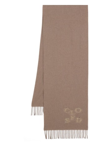 Closed - intarsia-logo fringed scarf - women - Alpaca Wool/Wool/Polyester/Polyacrylic - One Size - Neutrals
