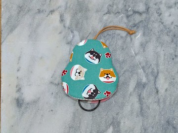 笑笑柴犬(湖水綠) 梨型鑰匙包【K181212】