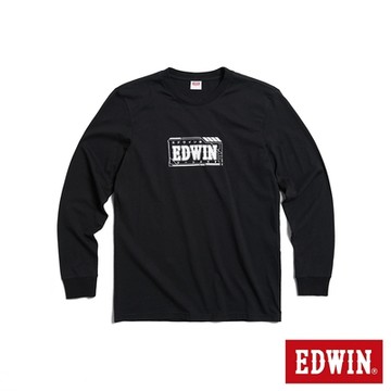 EDWIN 男女裝 東京散策系列 未來視窗長袖T恤-黑色
