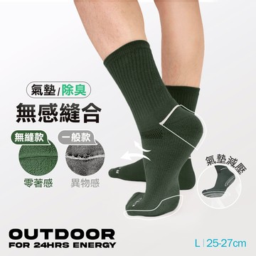 無縫抗菌休閒氣墊除臭襪-長襪