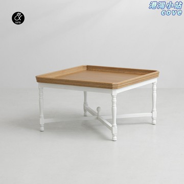 【復古做舊】實木茶几 咖啡桌 方桌 客廳桌 美式鄉村風格 仿古橡木 白色做舊工藝 出口品質 方形設計 客廳書房適用