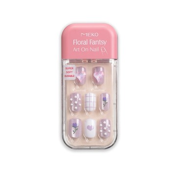 MEKO 花漾彩繪穿戴美甲片-紫糖花夢 3A-022 /穿戴甲／新品上市