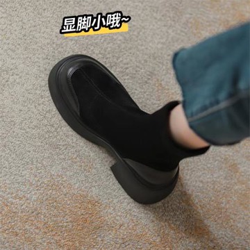 真皮馬丁靴女厚底瘦瘦靴秋冬季英倫套筒單靴超輕新款炸街中筒靴子