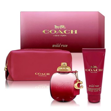 COACH Wild Rose 曠野玫瑰淡香精禮盒(淡香精90ML+身體乳100ML+盥洗包)隨機出貨