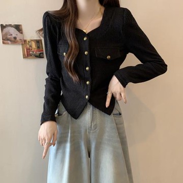 2024春秋新款大碼女裝別致小眾肌理感時尚顯瘦百搭開衫上衣外套