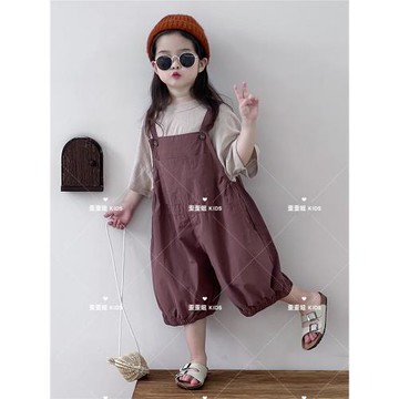 【3折清倉】男女童日系洋氣背帶褲夏季新兒童休閑褲寶寶七分褲