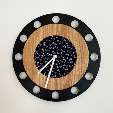 甲州印傳時鐘 蜻蜓藍・白 No.01085