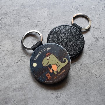 【桐鹿】恐龍先生 皮革鑰匙圈/吊飾_靜夜