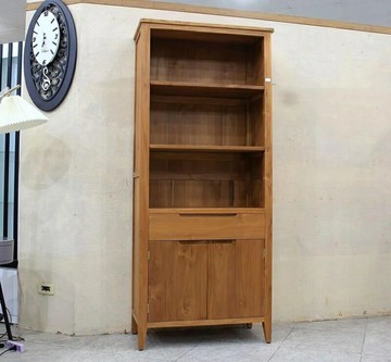 【歐風別館】柚木全實木一抽雙門書架【書櫃~基隆至台中免運費】