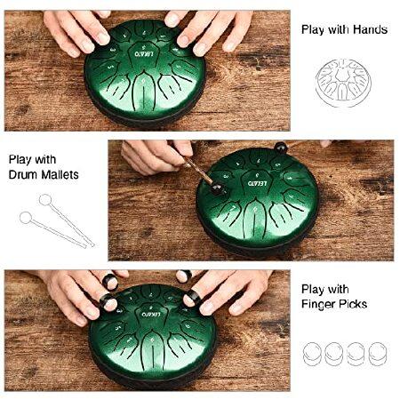 Steel Tongue Drum Inch 11 Notes, LEKATO Steel Alloy Drum D Major Beginner Zen Drum Percussion for Meditation Yoga Musical Education, Best Gift for A