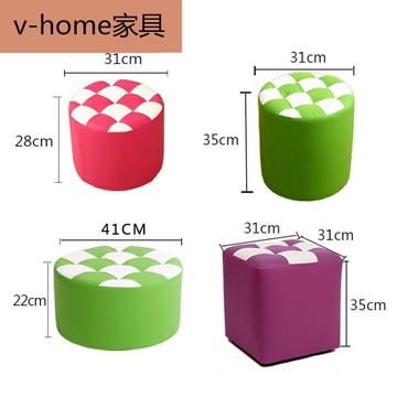 矮凳皮凳客廳家用圓凳子沙發凳子坐墩美容美甲實木板凳小圓墩皮革