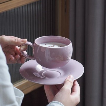 簡約純色蛋形咖啡杯碟套裝下午茶家用拿鐵杯咖啡杯