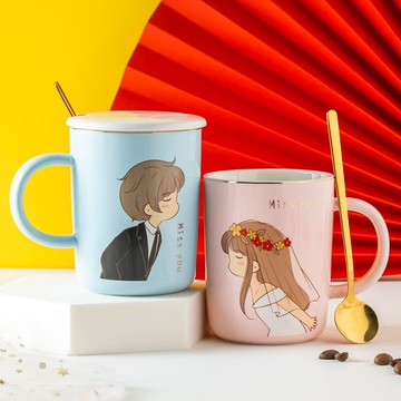 夫妻對杯情侶款馬克水杯子一對結婚伴手禮組合那送老婆情人節禮物
