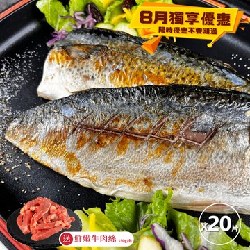 【好神】頂級台灣鯖魚片一夜干(120-165g/片)20片